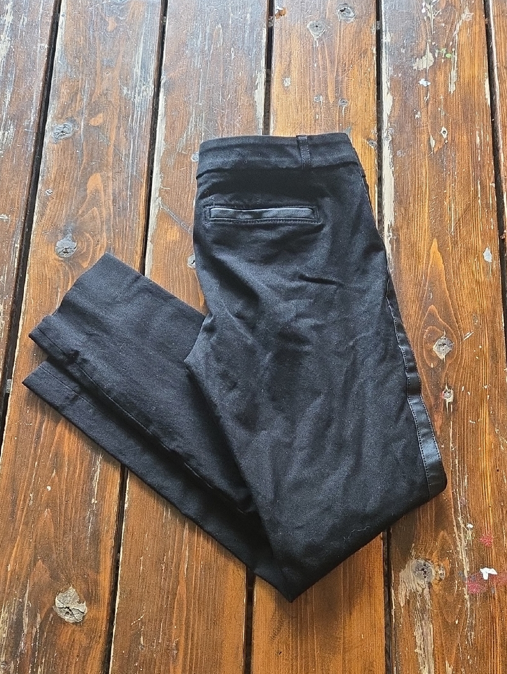 Banana Republic Sloan Black Dress Pants With Faux Leather Details